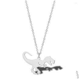 Pendant Necklaces Stainless Steel Tyrannosaurus Rex Necklace Children Gift Dinosaur Jewelry For Him Drop Delivery Pendants Otr9Q