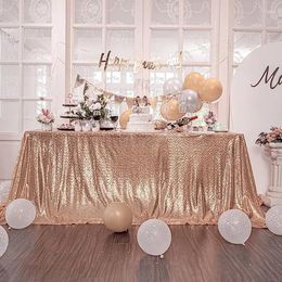 Table Skirt Glitter Sequin Cloth Rectangular Cover Rose Gold Tablecloth For Wedding Birthday Baby Shower Christmas Party