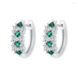 Stud Earrings Spring Qiaoer Classic 925 Sterling Silver 5MM Lab Sapphire High Carbon Diamonds Gemstone Wedding Band Fine Jewellery