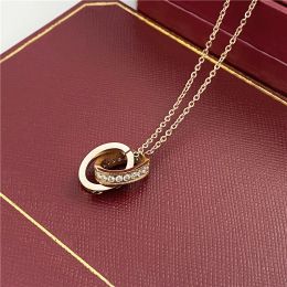 2024choker womens necklace love Jewellery gold pendant dual ring stainless steel jewlery fashion oval interlocking rings Clavicular chain necklaces designer 3SCP