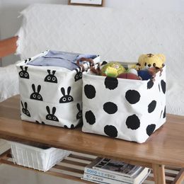 Home Fabric Art Cotton Linen Dirty Clothes and Sundry Storage Basket Square Box Folding Toy Storage Basket Storage Box 240129
