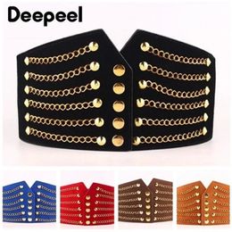 Deepeel 10cm Wide Women Fashion Slim Corset Cummerbunds Elastic Belts Rivet Waistband Female Coat Fur Hige Waist Belt Accessory 240122