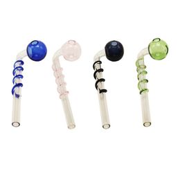 Glassvape666 Y097 Glass Pipes About 5.5 Inches Oil Burners Colored 30mm OD Banger Bowl Twisted Tube Oil Rig Smoking Pipe