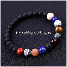 Beaded Universe Solar System Sun Satellite Bracelet Lava Rock Tiger Eye Turquoise Natural Stone Beads Bracelets For Women Men Fashio Dhzcs