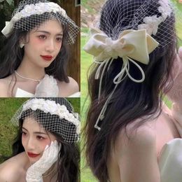 Hair Clips Original Lolita Elegant Bow Mesh Flower Hat Bride Wedding Accessories