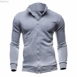 Zipper Stand Collar Coat Brand Mens No Hoodies Sweatshirts Men For Male Hooded Sweatshirt Man Jacket 240123