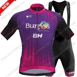 Team Burgos BH Cycling Jersey Set Summer Cycling Clothing Mens Short Sleeve Kit Road Bike Shirt Suit Bicycle Bib Shorts 240119