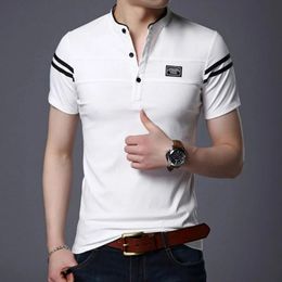 Fashion Men Short Sleeve Basic Polo Shirts Summer Striped Slim Tees Street Korean Male Clothes Business Casual Tops 2023 240202