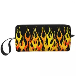 Cosmetic Bags Racing Flames Makeup Orange Fire Toiletry Bag Trendy Travel Organizer Case