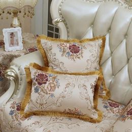 Pillow Luxury Jacquard Flower Cover Retro European Embroidery Royal Aulic Elegant Room Decorative Sofa Cases