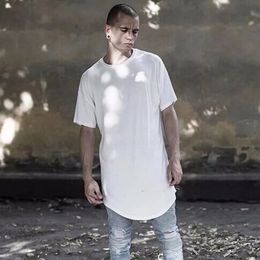 Cotton Fashion Extended Long Line Mens Tshirt Streetwear Hip hop Punk Short Sleeve Tops Loose Casual TX145 RC 240130