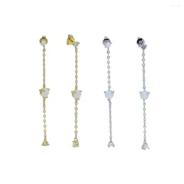 Dangle Earrings Promotion Clearance Price Fashion Women Jewellery Sparking Clear CZ White Fire Opal Long Tassel Chain Dangling Earring