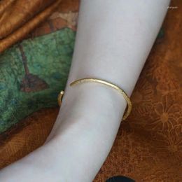 Bangle Ancient Craftsmanship Fine Gold Hammer Pattern Bracelet With Plated Temperament Open Versatile And Fashionable