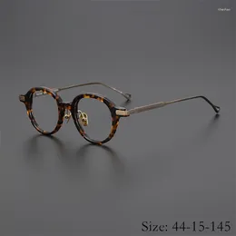 Sunglasses Frames Vintage Myopia Sphere Optical Eyeglass Frame Ultralight Titanium Acetate Classical Round Type IP Plating Women Man High