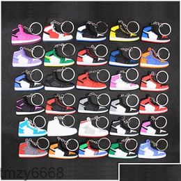 Keychains Lanyards Wholesale Designer Mini Sile Sneaker Keychain Men Women Kids Key Ring Gift Shoes Handbag Chain Dhtut CD5Y