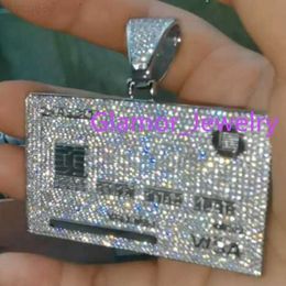 Custom Hot Sell Pass Testter Vvs Moissanite Diamond Credit Card Sier Pendant Gold Plated Hip Hop Jewelry Menmoissanite Set with Diamonds