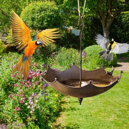 Garden Decorations Creative Umbrella-Shaped Bird Through Wild Feeders For Outdoor Metal Umbrella-Shape Bath Feeder To In The Decor