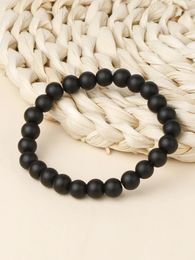 Bangle YUOKIAA Vintage Classic Natural Matte Black Agate Beaded Bracelet Spiritual Meditation Yoga Therapy Jewelry