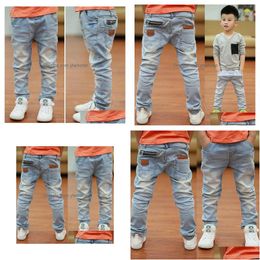 Jeans Kids Pants Big Boys Stretch Joker Spring Children Pencil Leggings Autumn Denim Clothes For 2 To 14 Years Male Child 240124 Dro Dhx0T