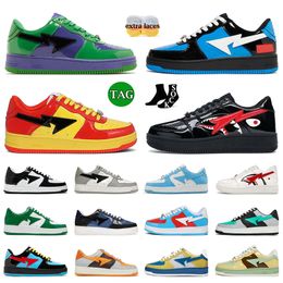 Original Designer shoes Bapestaes men women low Patent Leather Shark Black White Camouflage Skateboarding jogging Trainers Sneakers