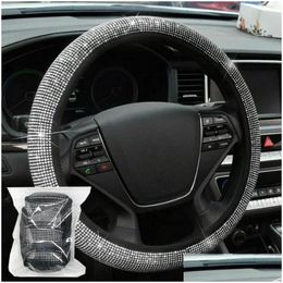 Steering Wheel Covers Ers 1Pc 15 Bling Rhinestone Car Er White Accessories Drop Delivery Automobiles Motorcycles Interior Otwpz