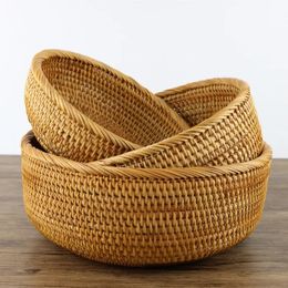 Natural Rattan Basket Woven Storage Baskets Plant Fiber Box For Organizing Home Fruit Bread Organization Kitchen Items Cesta 240131