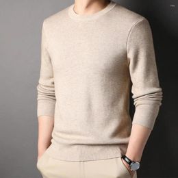 Men's Sweaters Men Autumn Winter Sweater Round Neck Long Sleeve Knitted Soft Warm Slim Fit Business Elastic Solid Color Casual