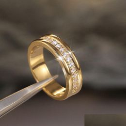 Band Rings Diamond Ring Row Crystal Sier Gold Engagement Wedding For Women Men Couple Fashion Jewellery Will And Sandy Drop Delivery Dhfvy