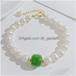 Chain Freshwater Pearl Beaded Bracelet Simple Beads Bracelets For Women Adjustble Bangle Fashion Jewelry Drop Delivery Dhlxf