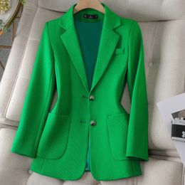 Luxury Ladies Green Suit Jacket Womens Autumn Longsleeved Office Lady Blazers Higt Streetwear Casual Suits of Women 240130