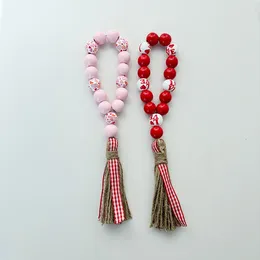 Decorative Figurines Valentine's Day Activities String Decoration Hanging Ornaments Wooden Beads