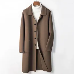 Men's Jackets Autumn And Winter Business Loose Collar Solid Colour Mid Length Coat