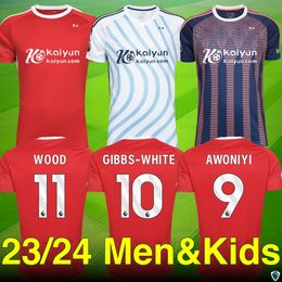 23 24 Nottingham woods Soccer Jerseys-GIBBS-WHITE, Awoniyi, WOOD Editions.Premium for Fans - Home, Away, Third Kits, Kids' Collection. Various Sizes & Customization Name,Num