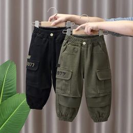 Spring and Autumn Kids Boys Pants 2023 style Childrens Handsome Cargo pants Cotton Baby Casual 240131