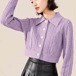 Women's Knits Sweater Women Cardigan Korean Knitwear Vintage Purple Sweaters Long Sleeve Black Knitted Cardigans White Ladies Top 2024