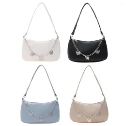 Evening Bags Women Butterfly Chain Travel Shoulder Female PU Leather Zipper Shopping Underarm Pure Color Small Purse