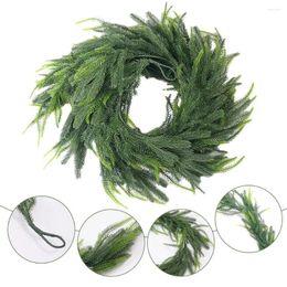 Decorative Flowers Christmas Wreath Realistic Green Cedar Pine Tree Artificial Cypress Vine Decoration Wall Room