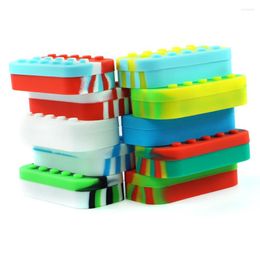 Storage Bottles 34ML 3PCS Soft Silicone Container Box Cuboid Shape Wax Oil Jar Mixed Color