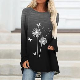 Butterfly Dandelion 3D Printed TShirts Women's Fashion Streetwear Oversized Raglan Long Sleeve T Shirt Woman Tees Tops Clothing 240118