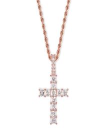 New Charm Pendant Full Ice Out CZ Simulated Diamonds Catholic Crucifix Pendant Necklace With Long Chain1562919