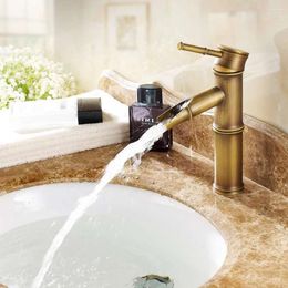 Bathroom Sink Faucets Basin Faucet Antique Brass Bamboo Shape Vintage BrassSink Mixer Single Handle And Cold Water Tap