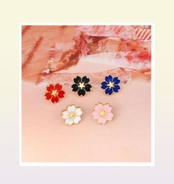 5pcsset Cartoon Cherry Blossoms Flower Brooch Enamel Pins Button Clothes Jacket Bag Pin Badge Fashion Jewellery Gift for girls9540534