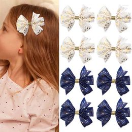 Hair Accessories Oaoleer 2Pcs Ribbon Bowknot Clips For Baby Girls Cute Stars Moon Print Bow Hairpin Barrettes Headwear