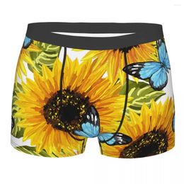 Underpants Underwear Male Panties Boxershorts Sunflowers Blue Butterflies Watercolour Painting Men Boxers Sexy Boxer Homme