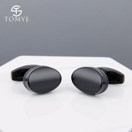 TOMYE Men's Cufflinks High Quality Fashion Delicate Matte Black Oval Unique Custom for Copper Shirt Cuff Links XK19S094 240127