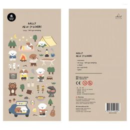 Gift Wrap Korea Suatelier No.1144 Cartoon Teddy Dog Camping Scrapbooking Nylon Sticker Stationery DIY Cup Daily Mobile Computer Decoration