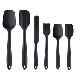 LMETJMA 6 Piece Silicone Spatula Set Non-Stick Heat-Resistant Spatulas Turner for Cooking Baking Mixing Baking Tools KC0320 240125