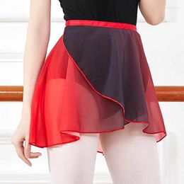 Stage Wear Adult Ballet Skirt Dance Dress One Piece Chiffon Gymnastics Skirts Women Lyrical Soft Lace Up Ballerina Costumes