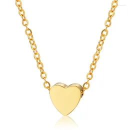 Link Bracelets Women Girls Trendy Stainless Steel Heart Pendant Necklaces Gold Plated Romantic Birthday Party Gifts Collar Necklace