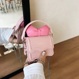 Cute Childrens Handbag for Girls Vintage PU Leather BowKnot Messenger Purse Bag Single Strap Crossbody Baby Items 240131